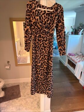 Leopard Print Maxi Dress in Brown and Black